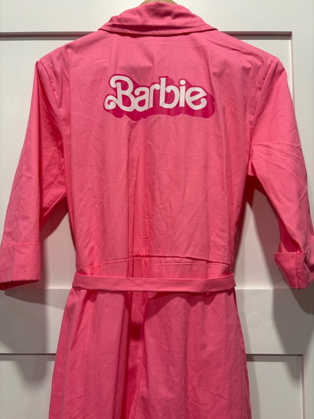 Barbie Hot Pink Zip-Front Collared One-Piece - Picture 4 of 4